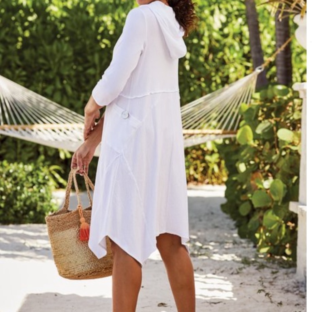 Soft Surroundings White Hoddie Pullover  Lagunitas Dress. Size PS